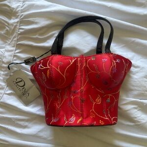 Dalia Collection Red Embroidered Mini Bag
